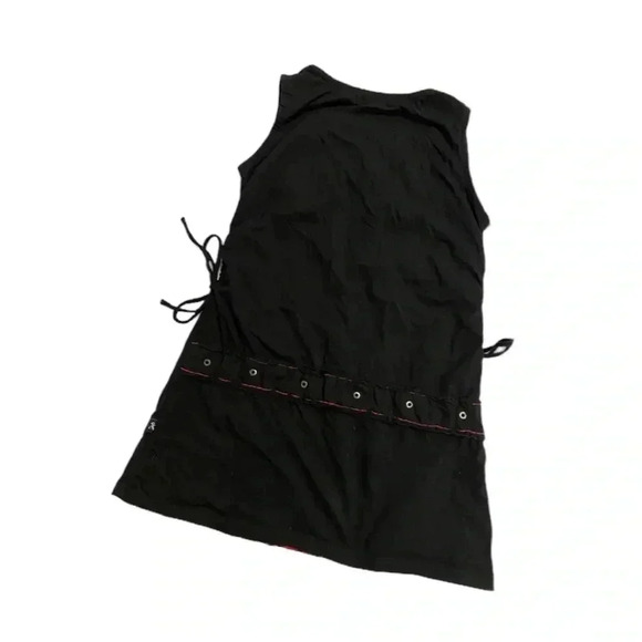 Leopards & Roses Made  In Nepal Black Red Mini Sleeveless Dress Size Medium - Picture 11 of 15